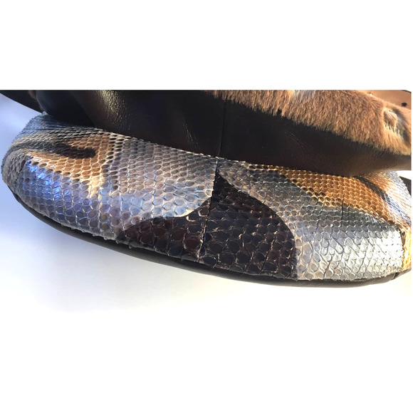 Y2K Byblos Belt Bag Haircalf Leather Snakeskin Print Flap Vintage Designer Italy - Picture 5 of 16